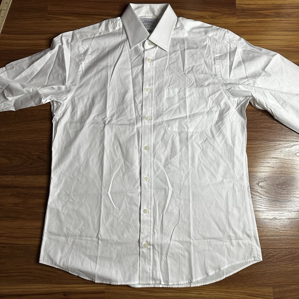 Charles Tyrwhitt Oxford Dress Shirt Mens XL 16.5-32/33 White Slim Fit CLEAN - Picture 2 of 6